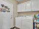 Laundry room with washer, dryer, and cabinets at 16833 S 177Th Ln, Goodyear, AZ 85338