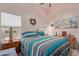 Relaxing bedroom featuring a king bed, wood nightstands, and southwest art at 1823 E Riviera Dr, Chandler, AZ 85249