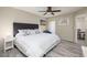 King size bed and access to patio from bedroom at 4850 E Desert Cove Ave # 132, Scottsdale, AZ 85254