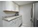 White kitchen cabinets and granite countertops at 4850 E Desert Cove Ave # 132, Scottsdale, AZ 85254