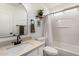 Updated bathroom with modern vanity and bathtub at 851 E Bradstock Way, San Tan Valley, AZ 85140