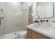 Bright bathroom featuring stylish tile work and glass enclosed shower at 9248 E Desert Village Dr, Scottsdale, AZ 85255