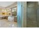 Modern bathroom with a large shower and soaking tub at 11127 E Mirasol Cir, Scottsdale, AZ 85255