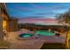 Relaxing spa and pool area at sunset, mountain views at 11127 E Mirasol Cir, Scottsdale, AZ 85255