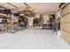 Garage with overhead storage and room for bikes at 32504 N Cherry Creek Rd, San Tan Valley, AZ 85144