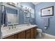 Double vanity bathroom with a modern design at 19043 N Aztec Point Dr, Surprise, AZ 85387