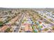 Aerial shot of residential street with mature palms, pools and manicured lawns at 502 E Le Marche Ave, Phoenix, AZ 85022