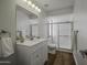 Bright bathroom with stylish vanity, fixtures, and shower at 2929 E Broadway Rd # 44, Mesa, AZ 85204