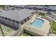 Overhead view of a community pool and spa, along with shuffleboard courts at 2929 E Broadway Rd # 44, Mesa, AZ 85204