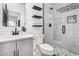 Bathroom featuring modern fixtures, neutral colors, and a glass-enclosed walk-in shower at 36039 N 58Th St, Cave Creek, AZ 85331