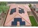 Aerial view of home showcasing solar panels on the tile roof at 809 W Palo Verde Dr, Casa Grande, AZ 85122