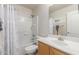 Clean bathroom with a single sink vanity and a tub shower at 21056 E Avenida Del Valle --, Queen Creek, AZ 85142