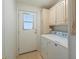 Laundry room with washer, dryer, cabinets, and exterior access at 215 N Power Rd # 440, Mesa, AZ 85205