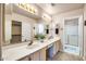 Bathroom with double vanity and large mirror, separate shower at 8637 E Golden Cholla Cir, Gold Canyon, AZ 85118