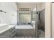 Spa-like bathroom with soaking tub and walk-in shower at 1714 E Saltsage Dr, Phoenix, AZ 85048