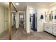 Clean bathroom with double vanity and shower/tub combo at 25239 S Glenburn Dr, Sun Lakes, AZ 85248