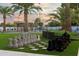 Landscaped backyard with giant chessboard and gazebo at 6127 E Mescal St, Scottsdale, AZ 85254