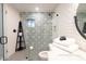 Spa-like bathroom with patterned tile and walk-in shower at 6127 E Mescal St, Scottsdale, AZ 85254