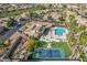 Aerial view of community amenities including pool, pickleball, and clubhouse at 6202 E Mckellips Rd # 117, Mesa, AZ 85215