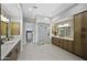 Modern bathroom with dual vanities and walk-in shower at 25582 N 89Th St, Scottsdale, AZ 85255
