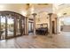 Formal dining room with a large table, chandelier, and hardwood floors at 31048 N 56Th St, Cave Creek, AZ 85331