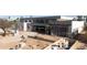 Contemporary home aerial view showcasing modern design and backyard at 7432 E Wethersfield Rd, Scottsdale, AZ 85260