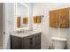 Modern bathroom with marble vanity and updated fixtures at 949 S 79Th Way, Mesa, AZ 85208