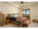 Cozy bedroom showcasing a nature-inspired design, patio access, and a warm color palette at 5526 E Roadrunner Rd, Paradise Valley, AZ 85253