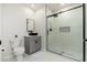 Modern bathroom with gray vanity, floating sink and glass shower at 5550 N 16Th St # 102, Phoenix, AZ 85016
