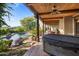 Hot tub on patio overlooking the pool and mountain views at 9950 E Sundance Trl, Scottsdale, AZ 85262