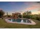 Relaxing pool and spa area with a casita and sunset views at 9950 E Sundance Trl, Scottsdale, AZ 85262
