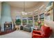 Relaxing sitting area with a fireplace and comfortable seating at 9950 E Sundance Trl, Scottsdale, AZ 85262