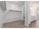 Large walk-in closet featuring open shelving, clothes rods, and neutral carpet flooring at 12362 W Marguerite Ave, Avondale, AZ 85323