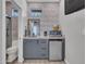 Modern bathroom with a walk-in shower and granite vanity at 41933 N Crooked Stick Rd, Anthem, AZ 85086