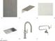 Image featuring a stainless steel sink and faucet, along with material samples for a kitchen design at 35065 N 83Rd Pl # 4, Scottsdale, AZ 85266