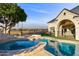 Luxury pool and spa with expansive backyard views at 1233 E Salado Cir, Mesa, AZ 85203