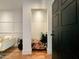 Inviting entryway with built-in window seat and black door at 1425 E Desert Cove Ave # 24, Phoenix, AZ 85020