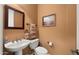 Simple yet elegant bathroom with pedestal sink and framed mirror at 19711 W Georgia Ave, Litchfield Park, AZ 85340