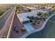 Aerial view of single-story house with desert landscaping and a two-car garage at 21806 N Aztec Ct, Sun City West, AZ 85375