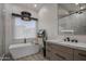 Modern bathroom featuring a freestanding tub and sleek vanity at 17444 N 79Th St, Scottsdale, AZ 85255