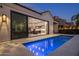 Modern pool and patio with kitchen view at 17444 N 79Th St, Scottsdale, AZ 85255