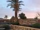 Entrance to the 'Casitas at Cheatham Farms' community with desert landscaping and palm trees at 4511 W Valencia Dr, Laveen, AZ 85339