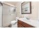 Clean bathroom with shower/tub combo, vanity, and mirror at 6725 E Moreland St, Scottsdale, AZ 85257