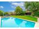 Long rectangular pool with a wide grassy area and beautiful trees at 17918 N 95Th St, Scottsdale, AZ 85255