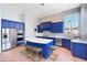 Modern kitchen with blue cabinetry, stainless steel appliances, and an island at 351 N Cloverfield Cir, Litchfield Park, AZ 85340