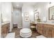 Elegant bathroom with double vanity, granite counters, and a walk-in shower at 2809 W Paso Nuevo Dr, Phoenix, AZ 85086