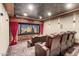 Home theater with luxurious leather seating and large projection screen at 4208 N Via Cobre Cir, Mesa, AZ 85207