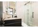 Modern bathroom with a floating vanity and glass shower at 13801 N Moon Dr, Phoenix, AZ 85023