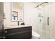 Modern bathroom with a floating vanity and glass shower at 13801 N Moon Dr, Phoenix, AZ 85023