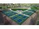 Aerial view of numerous well-maintained pickleball courts at 2310 W Hazelhurst Dr, Anthem, AZ 85086